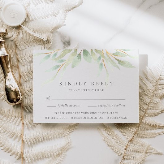Carte RSVP de choix de repas botanique aérien