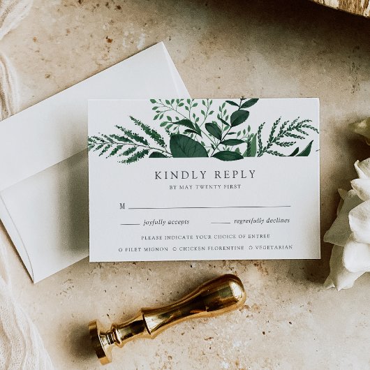 Carte RSVP de choix de repas de forêt sauvage