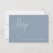 Carte RSVP de choix de repas Mariage bleu élégant (Devant)