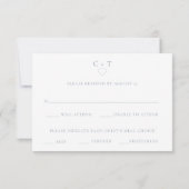 Carte RSVP de choix de repas Mariage bleu élégant (Dos)