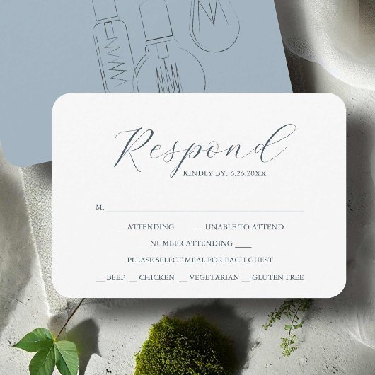 Carte RSVP de choix de repas Mariage industriel ch