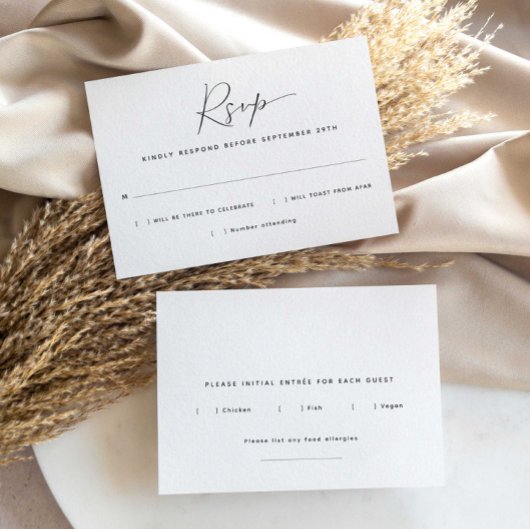 Carte RSVP de choix de repas minimaliste