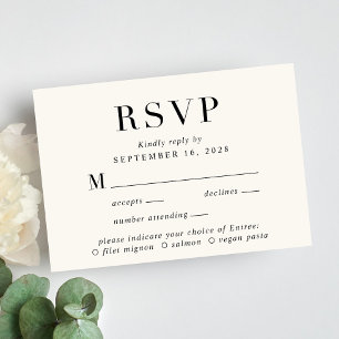 Carte RSVP de choix du menu de crème élégante