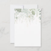 Carte RSVP de choix du menu Feuille d'or et verte (Dos)