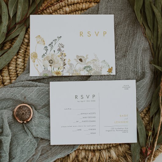 Carte RSVP de choix du menu Fleur sauvage de lunet