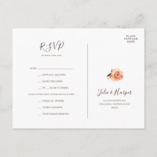 Carte RSVP de choix du menu Floral Orange Bourgogn