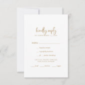 Carte RSVP de choix du menu Rustic Gold Script (Devant)