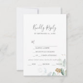 Carte RSVP de choix du menu verdure et feuille d'o (Devant)