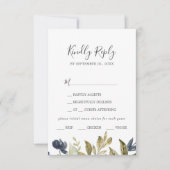 Carte RSVP de choix du menu vert d'automne (Devant)