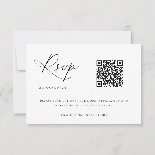 Carte RSVP de code QR Chic Mariage contemporain (Devant)
