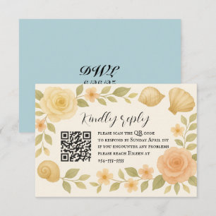 Carte RSVP de code QR Coques Rose pour budget