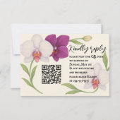 Carte RSVP de code QR d'intégration orchidée (Devant)