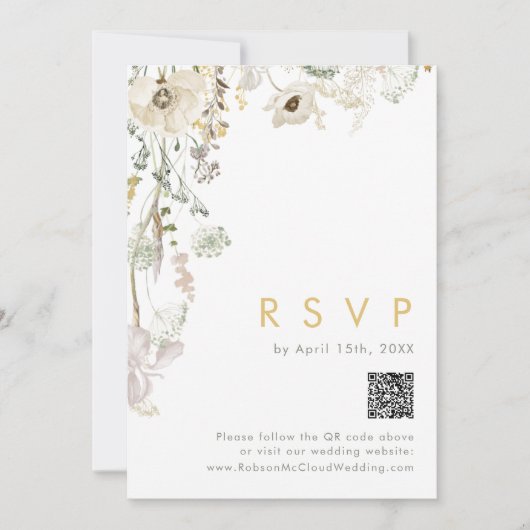 Carte RSVP de code QR du Fleur sauvage Whimsical (Devant)