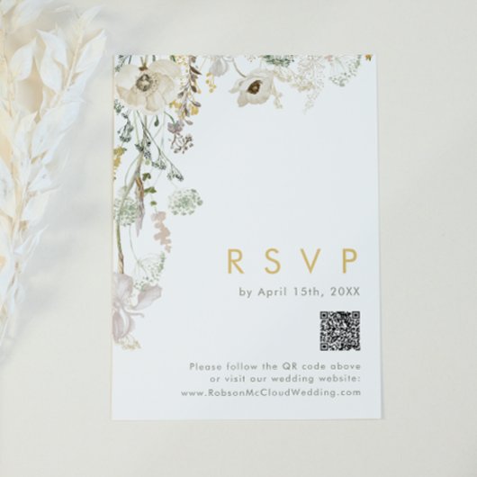 Carte RSVP de code QR du Fleur sauvage Whimsical