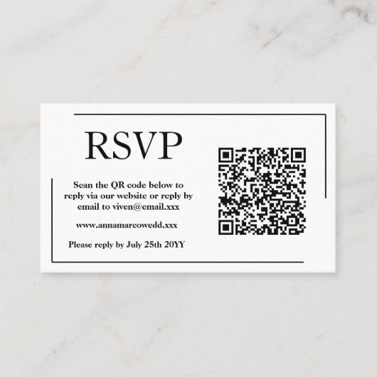 Carte RSVP de code QR élégante (Devant)