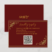 Carte RSVP de code QR embarquée en rouge profond e (Devant / Derrière)