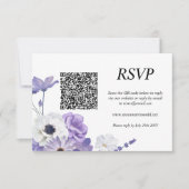 Carte RSVP de code QR floral pourpre (Devant)