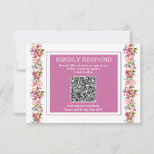 Carte RSVP de code QR rose Floral (Devant)