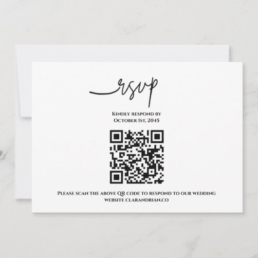 Carte RSVP de code QR simple (Devant)