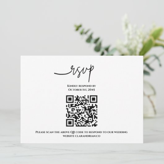 Carte RSVP de code QR simple (Debout devant)