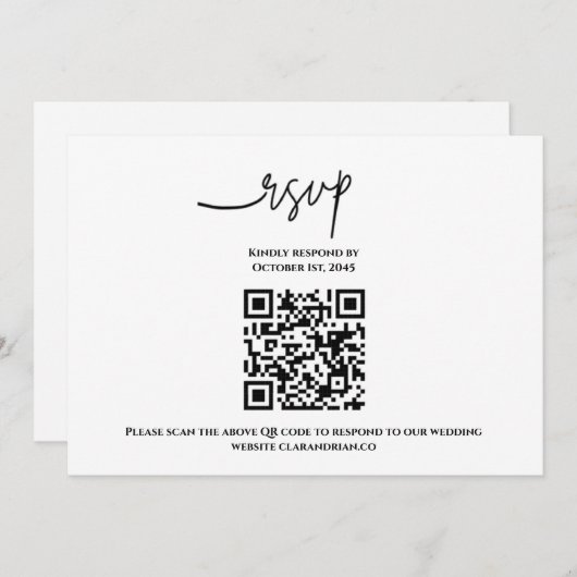 Carte RSVP de code QR simple (Devant / Derrière)