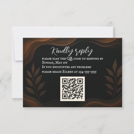 Carte RSVP de code QR Whisper métallique (Devant)
