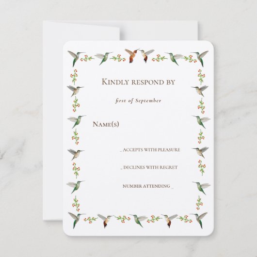 Carte RSVP de colibri (Devant)
