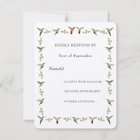 Carte RSVP de colibri (Devant)