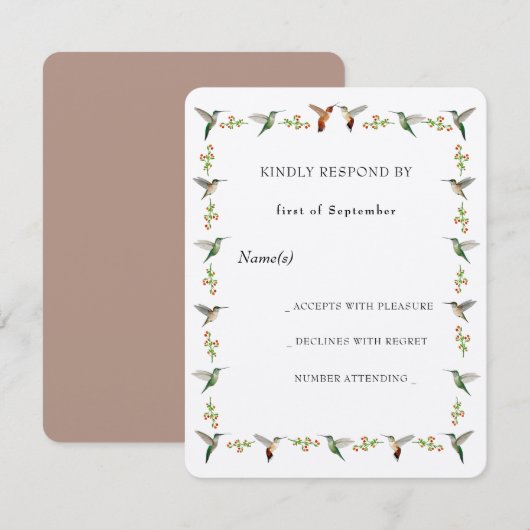 Carte RSVP de colibri (Devant / Derrière)