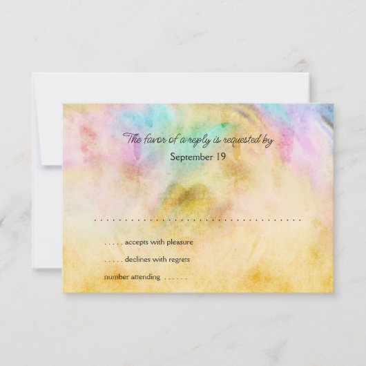 Carte RSVP de conception de teinture Jaune bat mit (Devant)