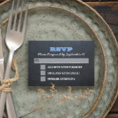 Carte RSVP de confirmation bleue du tableau noir