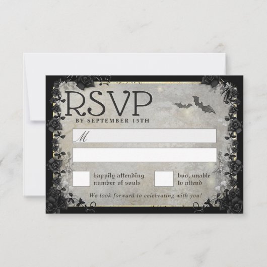 Carte RSVP de correspondance gothique pour chauves (Devant)