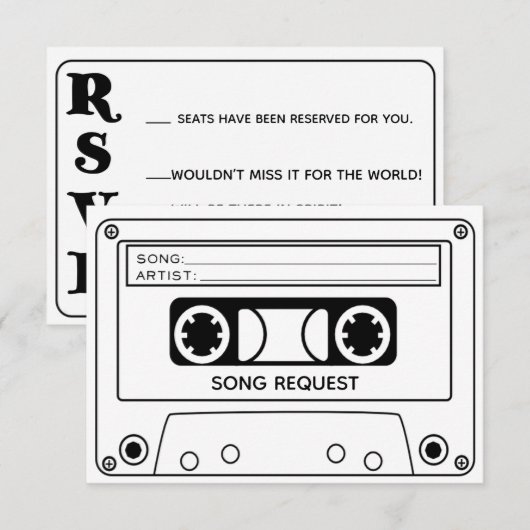 Carte RSVP de demande de chanson (Devant / Derrière)