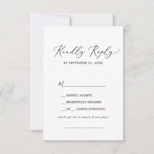 Carte RSVP de demande de chanson de calligraphie n (Devant)