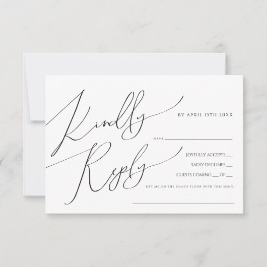 Carte RSVP de demande de chansons de script Whimsi (Devant)