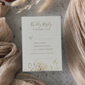 Carte RSVP de demande de crème florale dorée et de