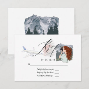 Carte RSVP de Fête des mariées de voyage Mlle à Mm