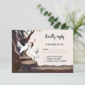 Carte RSVP de grues japonaises mignonnes (Debout devant)