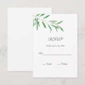 Carte RSVP de la branche d'huile d'aquarelle (Devant / Derrière)