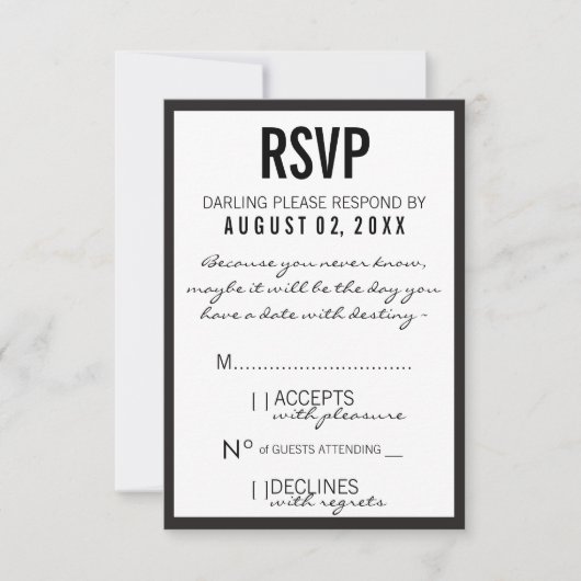 Carte RSVP de la Fashion Party Black & White (Devant)