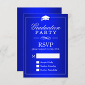 Carte RSVP de la fête de graduation Bleue Royal or (Devant / Derrière)