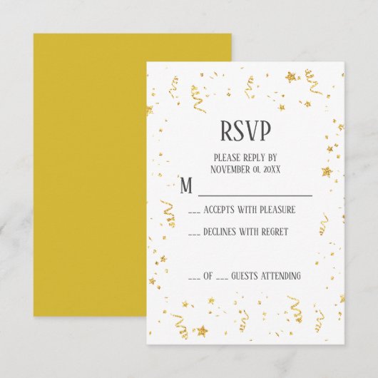 Carte RSVP de la fête de la retraite Gold (Devant / Derrière)