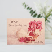 Carte RSVP de la fête de thé rustique victorienne (Debout devant)