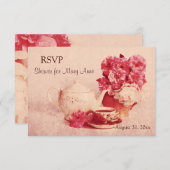 Carte RSVP de la fête de thé rustique victorienne (Devant / Derrière)
