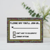 Carte RSVP de la fête des codeurs (Debout devant)