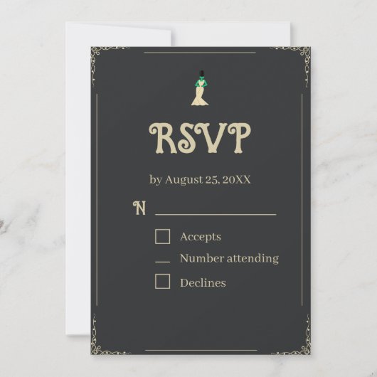 Carte RSVP de la Mariée de Frankenstein | Hallowee (Devant)