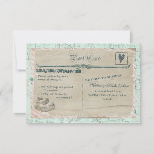 Carte RSVP de la partie voyage valises (Devant)