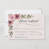 Carte RSVP de l'événement Mariage de fleurs roses (Devant)