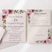 Carte RSVP de l'événement Mariage de fleurs roses