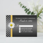 Carte RSVP de marguerite noire et jaune (Debout devant)